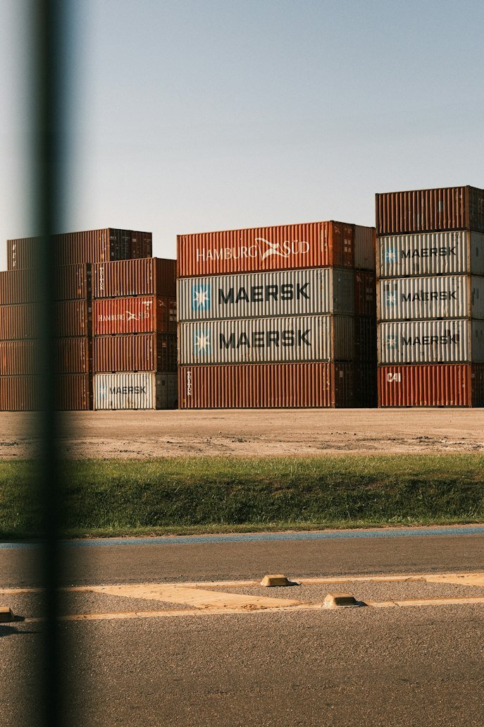 Shipping containers at a port