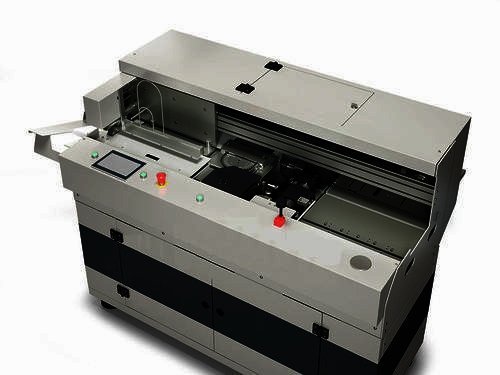 Grey binding machine with touchscreen