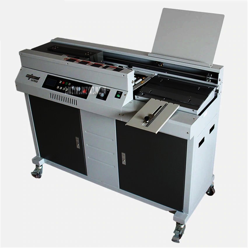 Compact perfect binding machine with feed tray