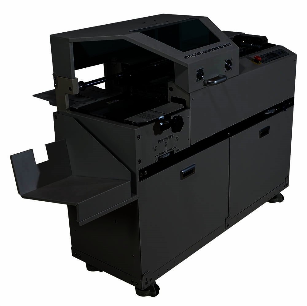 Black binding machine with side delivery tray