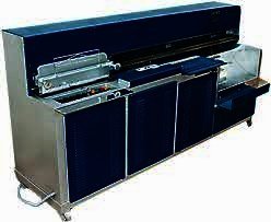Binding machine with glass cover and blue cabinet
