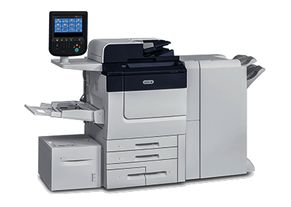 Colour production printer with booklet finisher