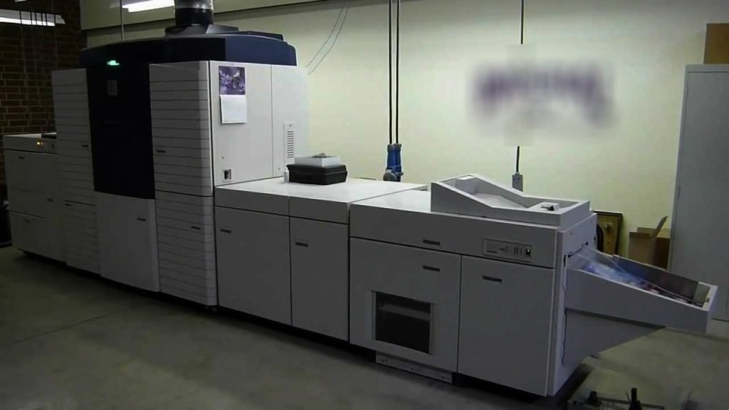 Production press with finishing line