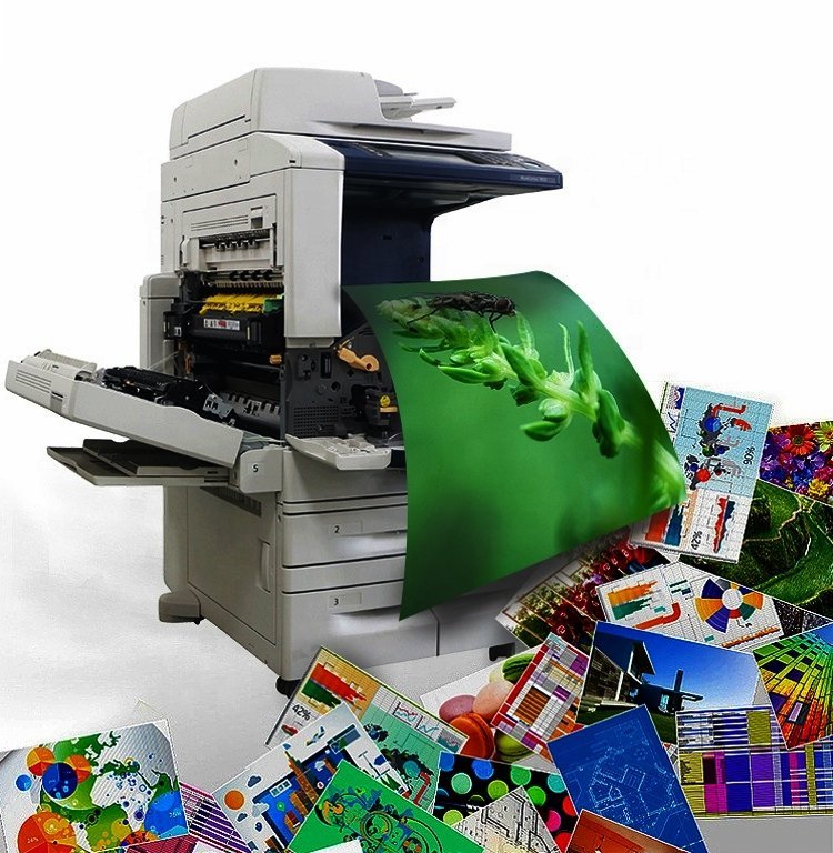 Colour prints coming out of a printer