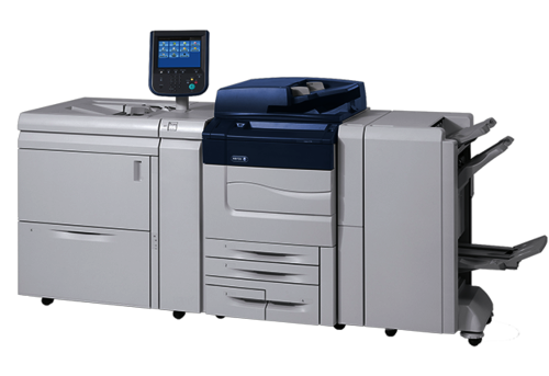 Production printer with high-capacity feeder and finisher
