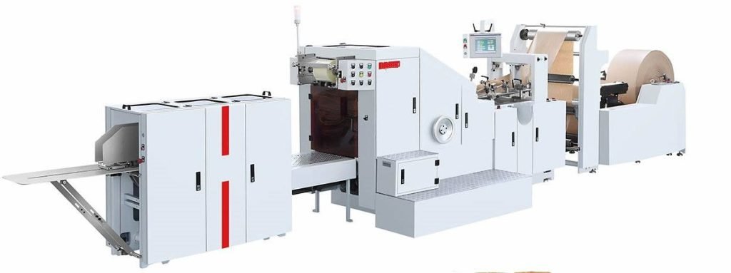 Paper bag making machine line with roll stand