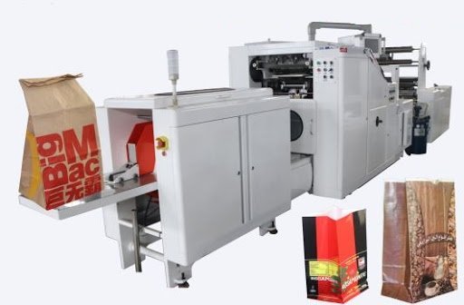 Paper bag making machine with printed sample bags