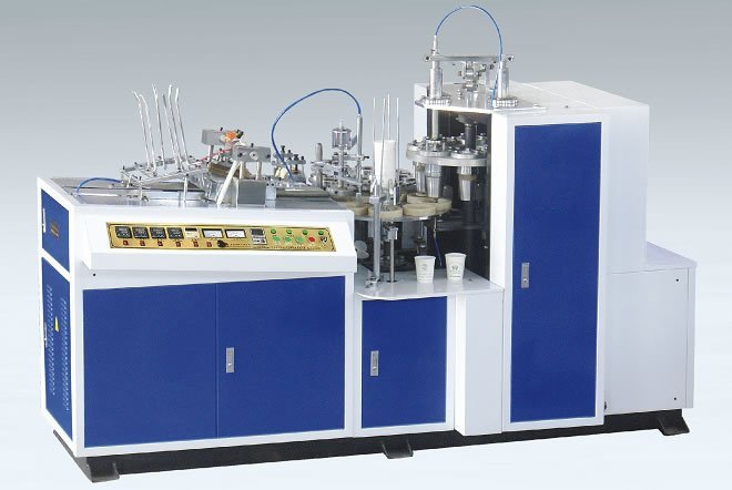 Blue and white paper cup making machine