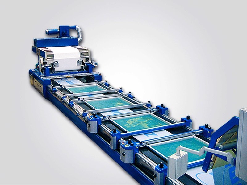 Long-table textile screen printing line